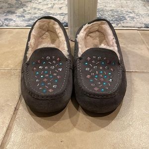 Gray UGG Moccasin Slipper with Jewels